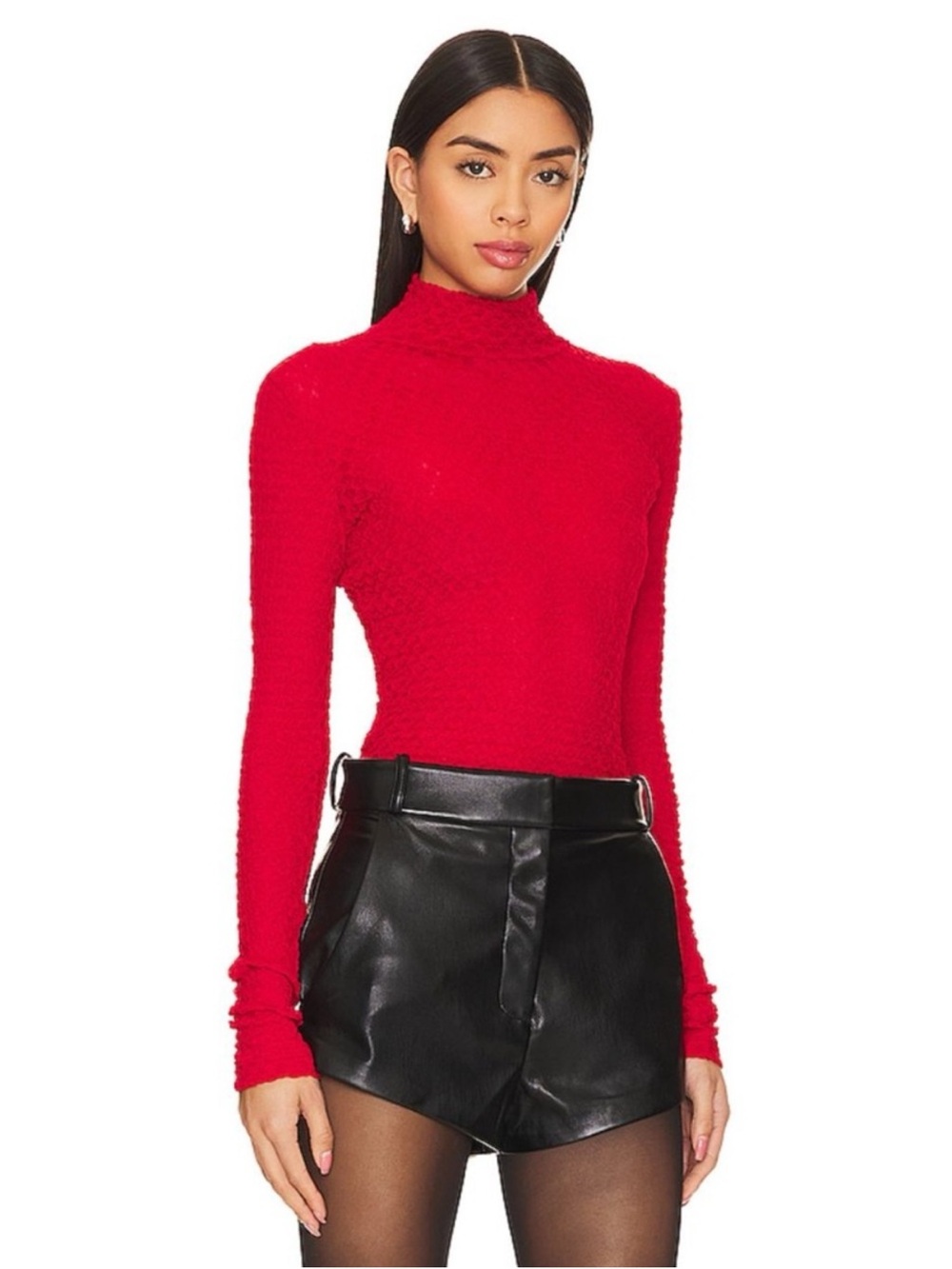 Frame Long Sleeve Mock Neck Womens Top